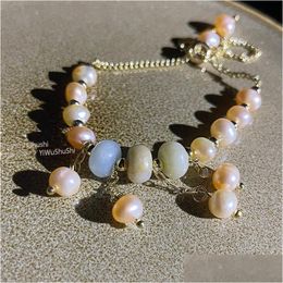 Bracelets de charme Bracelet de perles d'eau douce baroque pendentif naturel bijoux pour femmes charme livraison directe Dhik9