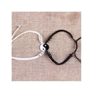 Bracelets de charme Ami 2 Correspondant Yin Yang Bracelet de cordon réglable pour BFF Relation d'amitié Boyfriend Girlfriend Valentines Gi Dho9I