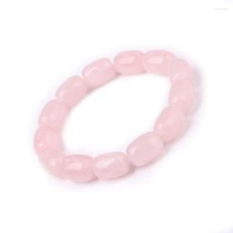 Bracelets à breloques FYJS Perles de forme ovale uniques faites à la main Bracelet extensible en quartz rose rose Turquoises vertes Bijoux de style ethnique en pierre