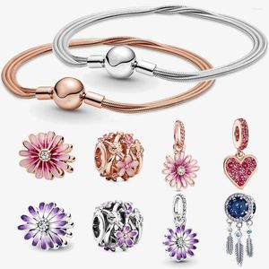 Bracelets de charme Jardin S925 Couleur Argent Bracelet DIY Fit Original Fleur Moments Charmes Pour Femmes Bijoux De Luxe Cadeaux En Gros