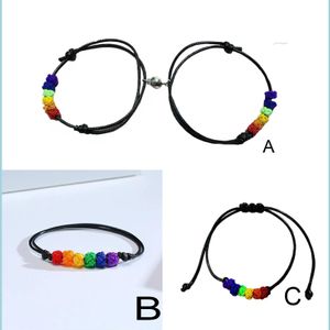 Bedelarmbanden gay lesbian lgbt pride touw armband met regenboog knoop kralen accessoire polsband verstelbare mannen vrouwen unisex geschenk dr dhlk3