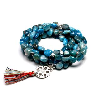 Bedelarmbanden edelsteen 108 kralen mala armband voor vrouwen mannen ongekapte natuurlijke apatiet stenen liefhebbers yoga meditatie gezondheidsgebiedbarmarm