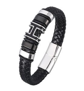 Braceletas Charmets brazadas de cuero trenzadas genuinas para hombres Broche de imán de acero inoxidable H tejido tejido de la mano de pulsera macho joyas 6202969