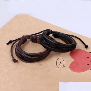 Bracelets De Charme En Cuir Véritable Wrap Mtilayer Bracelets Ajuster Bracelet Tressé Bracelet Manchette Pour Femmes Hommes Bijoux De Mode Drop Delive Dhhsy