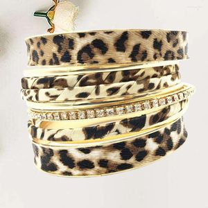 Bracelets porte-bonheur cadeau pour amis, multicouche, cadeaux de grâce, motif léopard, bijoux de poignet pour femmes élégantes