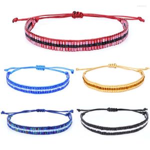 Bedelarmbanden glazen zaad kralen gewaxt koord gevlochten armband dames 2023 mode verstelbaar boho zomer strand buis surf sieraden cadeau