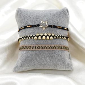 Bracelets porte-bonheur Go2BoHo 3 pièces bijoux de mode noir doré fait à la main Bracelet tressé Miyuki perle de rocaille étoile ensemble cadeau pour les femmes à la mode