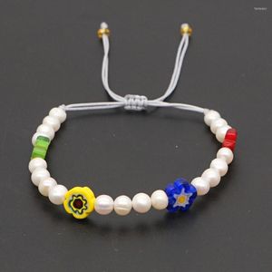 Bracelets porte-bonheur Go2boho Bracelet de perles d'eau douce pour femmes bijoux à la mode Millefiori perles de verre Boho bijoux Bracelet d'amitié