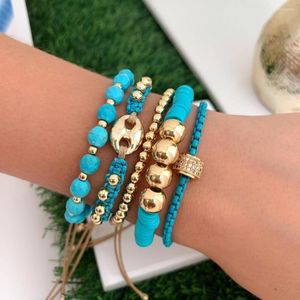 Pulseras con dijes Go2boho Pulsera de piedra natural Boho Conjuntos de joyas hechas a mano Pulseras para mujeres Femme Cuentas chapadas en oro Joyería de la amistad