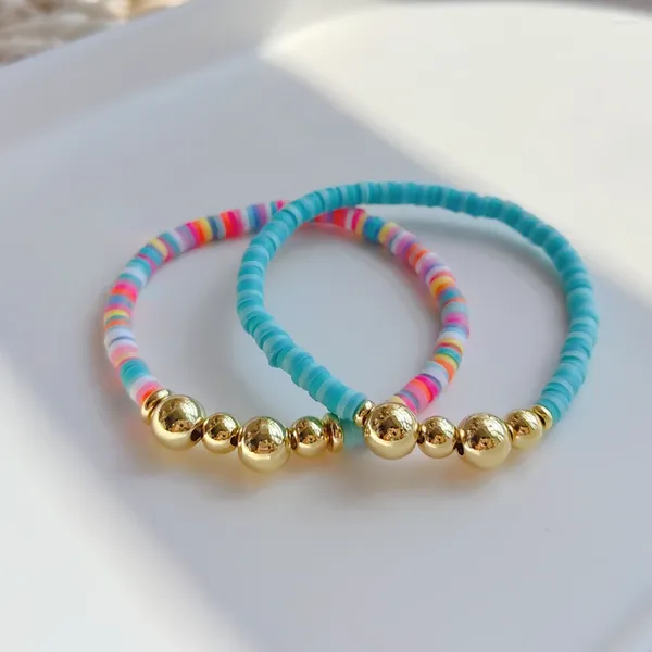 Bracelets de charme Go2boho Bracelet de perles en argile polymère pour fille Heishi perles Y2k accessoires Boho été coloré Pulseras femmes bijoux