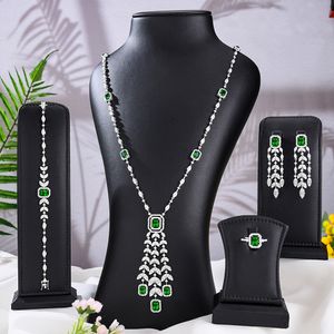 Bracelets de charme GODKI luxe eau 4 pièces ensemble de bijoux de coquille pour les femmes collier de mariage boucle d'oreille Zircon indien Dubai ensembles de bijoux de mariée 230824