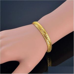 Bracelets de charme Bracelet en or Hommes Bijoux 14K 8mm Chaîne à maillons de serpent 21 / 22cm Mâle Main Gros Pseras Braslet pour Drop Delivery Jewelr Dhcxy