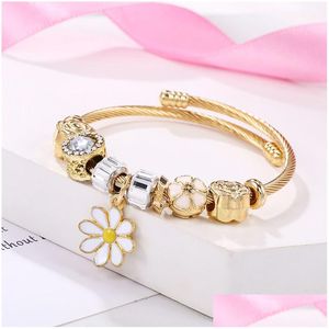 Bedelarmbanden gouden kleur verstelbare zonnebloem manchet armband voor vrouwen fijne sieraden 2022 nieuwe drop levering dhgarden dhvkp