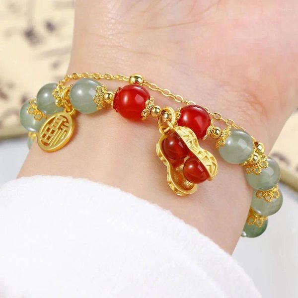 Bracelets de charme chaîne de couleur or chinois Chauffage Lucky Imitation Bracelet Jade ACCESSOIRES UNISE