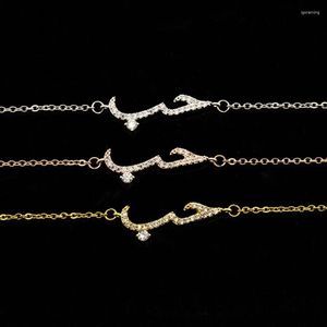 Bracelets porte-bonheur couleur or cristal mots arabes amour pour femmes hommes chaîne en acier inoxydable Bracelet maman cadeaux bijoux islamiques