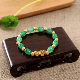 Bedelarmbanden Goud Kleur Bixie Voor Mannen Zegen Vrede Geschenken Groene Imitatie Natuurlijke Jade Armbanden Trekken Rijkdom En Geluk Etnische Sieraden