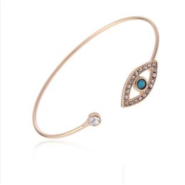 Bracelets de charme Couleur or Round Shape Lucky Evil Eyes Turkish Hamsa Hand Bracelet Bracelet Blue Blue Stone CZ Women Jewelry Dro Dhaqd