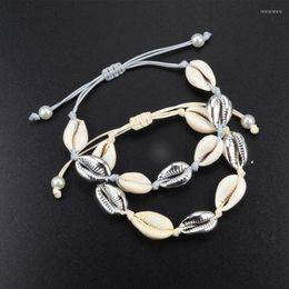 Bracelets de charme Coquille de couleur or pour femmes tresse corde chaîne cauri bracelet perles bohème Hawaii plage bijoux cadeaucharm Inte22