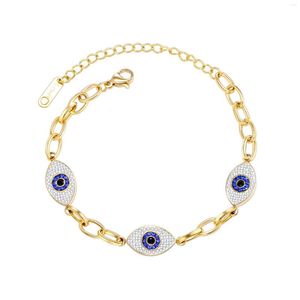 Bedelarmbanden Gold Plated Evil of Eye Chains Bracelet for Women Blue Color Crystal Lucky Demon Party Sieraden Gift 2023