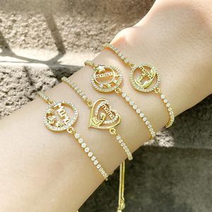 Charme Bracelets Plaqué Or Coeur Maman Pour Femmes Blanc Pierre Bolo Bracelet Bracelet CZ Gros Bijoux Fête Des Mères Cadeaux Brtd11Charm Kent22