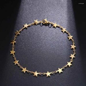 Bedelarmbanden Gold vergulde eenvoudige gelukkige vijf puntige ster hanger ketting ketting armband gepersonaliseerde dames feest sieraden onuitwisbaar
