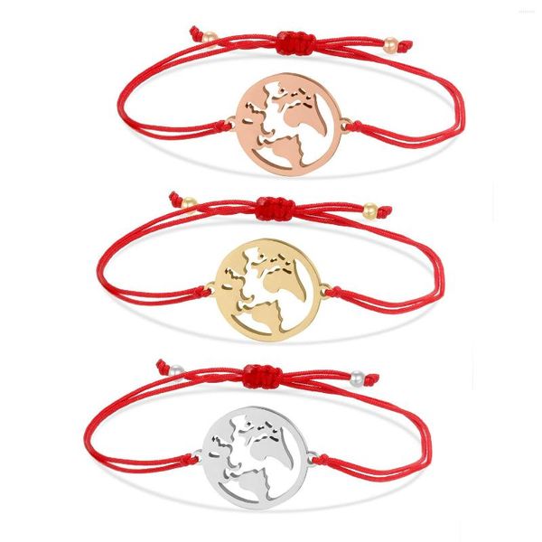 Pulseras con abalorios de acero inoxidable chapado en oro, hilo rojo, pulsera hecha a mano para mujer y niña, cordón de oro rosa a la moda 2023, regalo de joyería