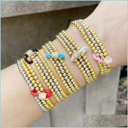 Bedelarmbanden goud sier kleurstapel bracalet voor vrouwen koperen geklede kralen armband elastische mode sieraden drop deliv dhgarden dh9yr