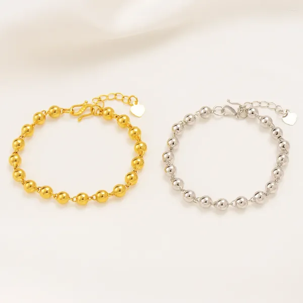 Pulseras con dijes, joyería de cuentas de Color dorado/plateado para mujeres y hombres, pulsera femenina, Bizuteria de boda, regalos de fiesta de compromiso