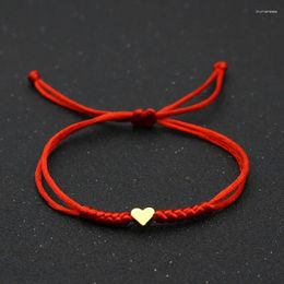 Pulseras de encanto Oro Color de plata Amor Corazón Pulsera Pareja Deseo Lucky Red String Trenzado Ajustable para Mujeres Hombres Joyería