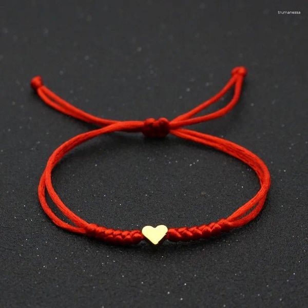 Bracelets de charme Or Argent Couleur Amour Coeur Bracelet Couple Souhait Chanceux Corde Rouge Tressé Réglable Pour Femmes Hommes Bijoux