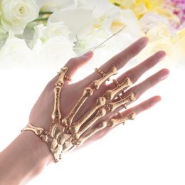 Bedelarmbanden gouden legering schedel vingers ring polsband heren ringen Halloween goth bonzen armband