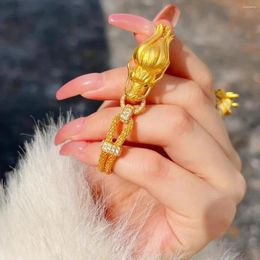 Bracelets de charme Dragon Golden Dragon Design Bracelet Femme Hip Hop Hegemonic Luxury Fashion Hollow Out Out Out