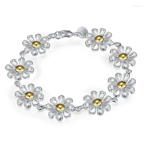 Bracelets porte-bonheur Design de fleur dorée, belle couleur argent pour femme, bijoux de fête à la mode, cadeau de mariage, qualité supérieure H069