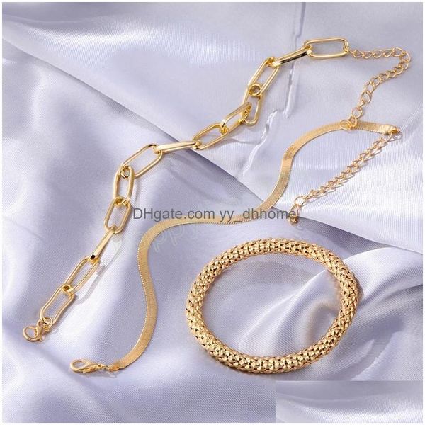 Bracelets de charme Bracelet en métal doré femmes charme épais chaîne lien Bracelets bracelets tendance Hip Hop mode bijoux livraison directe Dhybo