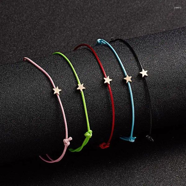 Pulseras de encanto Buena suerte para Wish Card Estrella Ajustable Pulsera de cuerda de cera Joya de joyas de amistad Mujeres