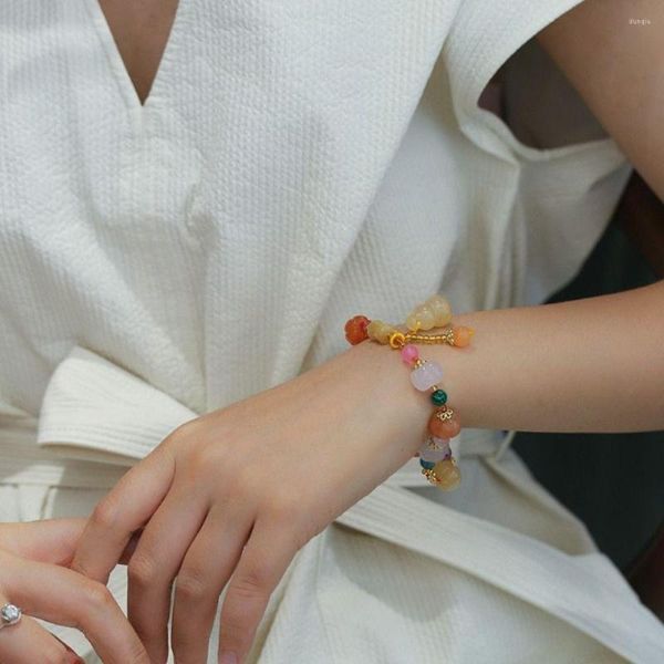 Bracelets porte-bonheur bonne chance Imitation Jade gourde pendentif Bracelet femmes citrouille perles perlées femme mode bijoux