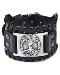 Bracelets de charme Design gothique nordique Viking Odin arbre de vie bracelet pour hommes tissé à la main large en cuir réglable Punk bijoux 1625958