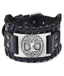 Bracelets de charme Design gothique nordique Viking Odin arbre de vie bracelet pour hommes tissé à la main large en cuir réglable Punk bijoux 8617046