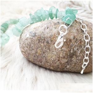 Pulseras con dijes Pulsera con cuentas de cristal de aventurina verde.Joyería curativa de piedras con cuentas de chip.Entrega de entrega de dinero de septiembre con piedra natal Dhnpb