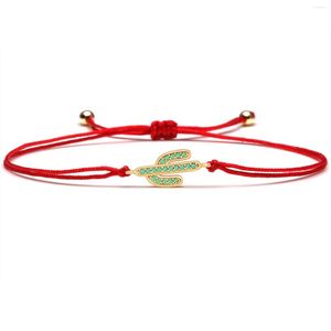 Bracelets à breloques vert cubique zircone pierres Cactus Bracelet femmes 2023 cuivre CZ rouge chaîne à la main chance Protection Chic bijoux présent