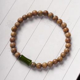 Bracelets de charme Perles de bois de santal vert Bracelet Mala pour hommes femmes à la main bambou bouddha bois prière Yoga méditation protection