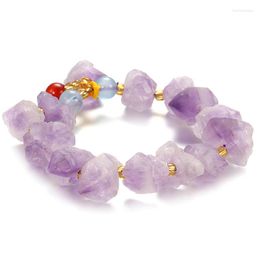 Pulseras con dijes, pulsera de cristal Grier, cuentas irregulares de piedra Natural, joyería de amatista, moda barroca para regalo de mujer