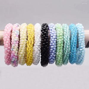 Bedelarmbanden Haaraccessoires Glazen kralen Armband en stropdas Elastisch touw Eenvoudige scrunchies Hoofdtooi voor dames