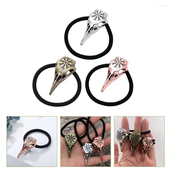 Pulseras con dijes Lazos para el cabello Accesorios para el soporte de la cola de caballo Banda vikinga de Halloween Scrunchy Corbata gótica Joyería Punkstretch Anillo de cuerda de cuervo Elástico