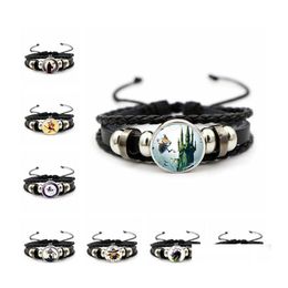 Bracelets de charme Halloween 18mm Bouton pression pour femmes hommes sorcière chauve-souris tressée en cuir corde bracelet mode bricolage bijoux cadeau drop livraison ot6mf