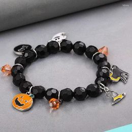 Charm Armbanden Halloween Creatieve Hars Kraal Elastiek Voor Vrouwen Hoed Spider Dier Hanger Armband Hip Hop Meisje Hand Sieraden