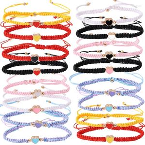 Bracelets de charme tressé à la main noir rouge fil couple bracelet femmes hommes goutte à goutte huile amour tissage chanceux souhait bracelets réglables bijoux