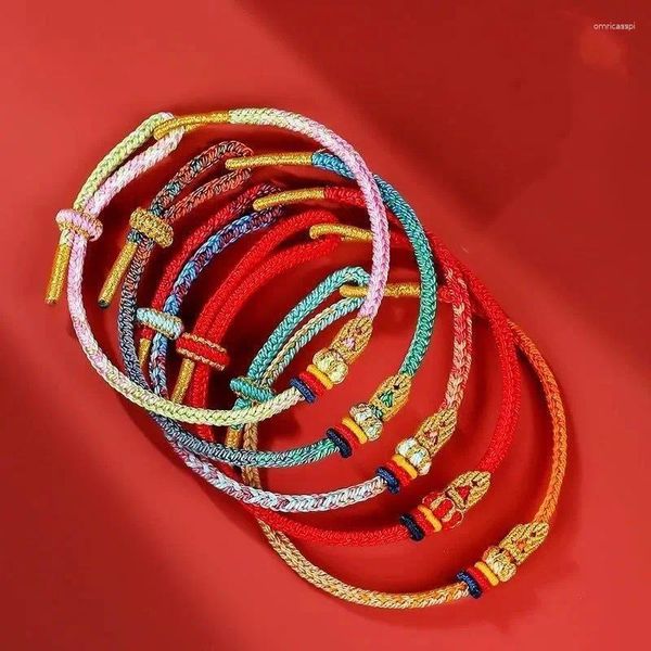 Pulseras con dijes Tejido a mano Brazaletes de bendición de la suerte DIY Vintage Red Blue String para aprobar exámenes Riqueza Salud Pulsera Amigo Regalo