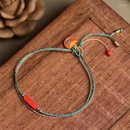 Bracelets de charme tissés à la main, double couche, bracelet pour femmes, style ancien, corde simple, ethnique, rouge porte-bonheur