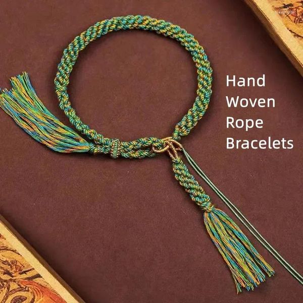 Pulseras de encanto Tibetano Tibetano Tibetano Lucky Rope Handmaded God of Wealth Manjusri Thangka Bracelet Bangles